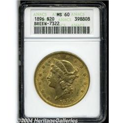 1896 $20 MS60 ANACS. Breen-7322. All four