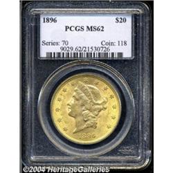 1896 $20 MS62 PCGS. Well struck with distinct