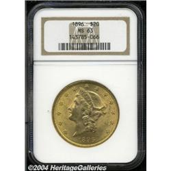 1896 $20 MS63 NGC. Sharply impressed, with