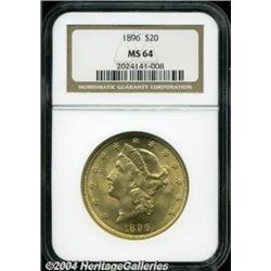 1896 $20 MS64 NGC. The 1896 is considered a
