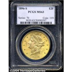 1896-S $20 MS63 PCGS. A crisply struck