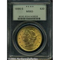 1896-S $20 MS63 PCGS. Smooth, satiny mint