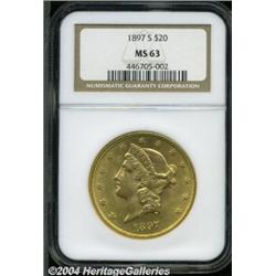 1897-S $20 MS63 NGC. Lightly and attractively