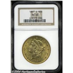 1897-S $20 MS63 NGC. Typically lustrous with