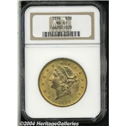 1898 $20 MS61 NGC. Attractive golden color and