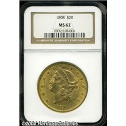 1898 $20 MS62 NGC. A lustrous example, with a