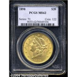 1898 $20 MS62 PCGS. Orange-gold in appearance