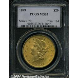 1899 $20 MS63 PCGS. Satiny with an original