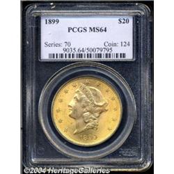 1899 $20 MS64 PCGS. A lustrous apricot colored