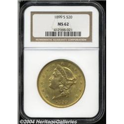 1899-S $20 MS62 NGC. Sharply struck with