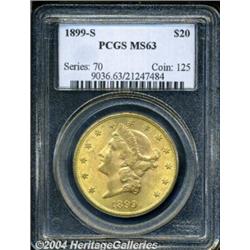 1899-S $20 MS63 PCGS. Boldly struck with