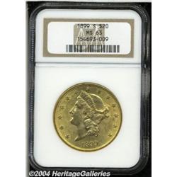 1899-S $20 MS63 NGC. The sharp strike and rich