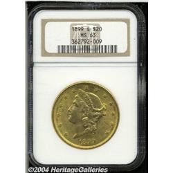 1899-S $20 MS63 NGC. Vibrant luster shows
