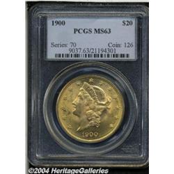 1900 $20 MS63 PCGS. Copper-gold color with