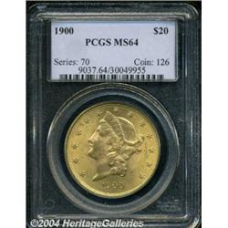 1900 $20 MS64 PCGS. A lovely type coin with