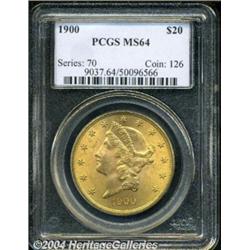 1900 $20 MS64 PCGS. Boldly impressed and