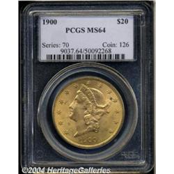 1900 $20 MS64 PCGS. Reasonably well struck