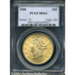 1900 $20 MS64 PCGS. Sharply struck with bright