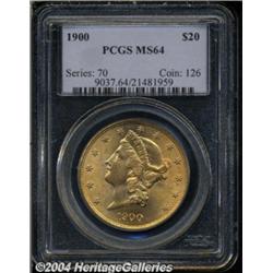 1900 $20 MS64 PCGS. Both sides exhibit thick,