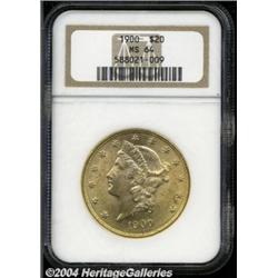 1900 $20 MS64 NGC. Generally light in color