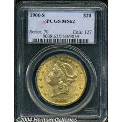 1900-S $20 MS62 PCGS. Lustrous and well