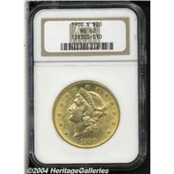 1900-S $20 MS62 NGC. Lovely bright copper-gold