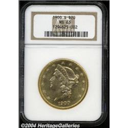 1900-S $20 MS63 NGC. Boldly impressed devices,