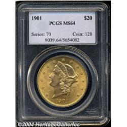 1901 $20 MS64 PCGS. Bright mint luster and