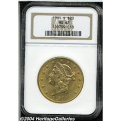 1901-S $20 MS62 NGC. Subdued luster with a few