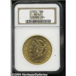 1903 $20 MS62 NGC. Well struck, with a light