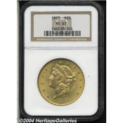 1903 $20 MS63 NGC. Copper-gold color with some