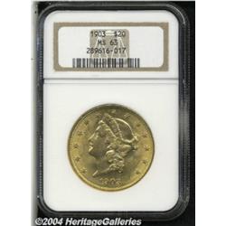 1903 $20 MS63 NGC. A nice, lustrous coin with