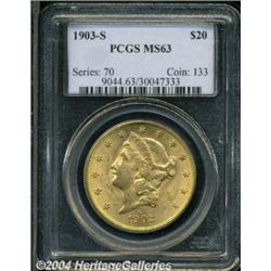 1903-S $20 MS63 PCGS. A well frosted example