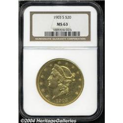 1903-S $20 MS63 NGC. A brightly lustrous and