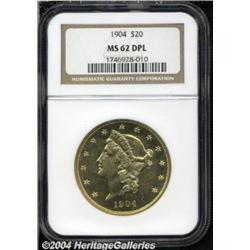 1904 $20 MS62 Deep Mirror Prooflike NGC. An