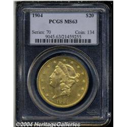1904 $20 MS63 PCGS. Well struck with lovely