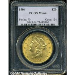 1904 $20 MS64 PCGS. An appealing