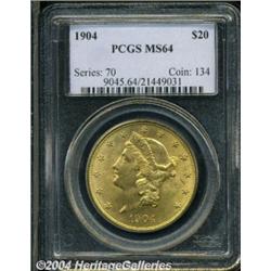 1904 $20 MS64 PCGS. Exceedingly lustrous with