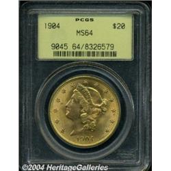 1904 $20 MS64 PCGS. Halos of steel-blue and