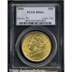 1904 $20 MS64 PCGS. Just a few tiny marks on