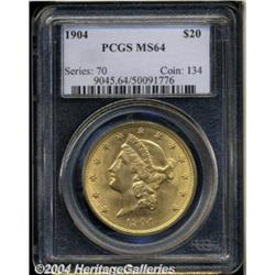 1904 $20 MS64 PCGS. Nicely struck, with