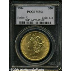 1904 $20 MS64 PCGS. A bright, shimmering