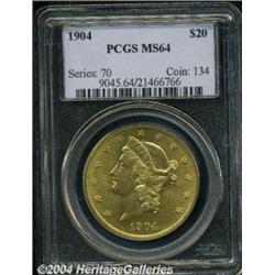 1904 $20 MS64 PCGS. A fully struck coin and