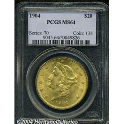 1904 $20 MS64 PCGS. A lovely, fully struck