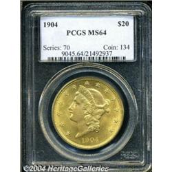 1904 $20 MS64 PCGS. Lovely peach and