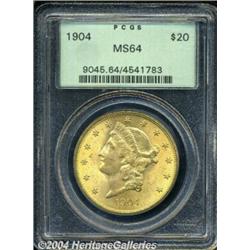 1904 $20 MS64 PCGS. Fully lustrous with great
