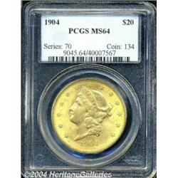 1904 $20 MS64 PCGS. Fully struck with bright