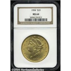1904 $20 MS64 NGC. This coin has the initial