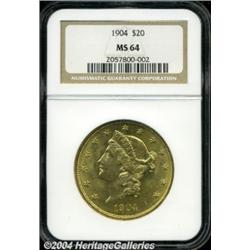 1904 $20 MS64 NGC. Highly lustrous and well
