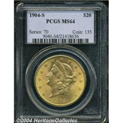 1904-S $20 MS64 PCGS. Sharply struck